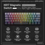Redragon K617 Magnetic Switch Rapid Trigger Gaming Keyboard, 60% Wired Mechanical Keyboard w/ 8k Hz Polling Rate(0.1ms), Hyper-Fast 0.2mm Actuation Custom Switch Adjustable via Software, Misty Grey - Image 2