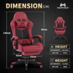 Gamtimer Gaming Chair, Ergonomic Computer Chair with Footrest and Lumbar Support, Breathable PU Leather, Large Gaming Chair, Height-Adjustable 360 Degree Swivel Chair (Pink) - Image 3
