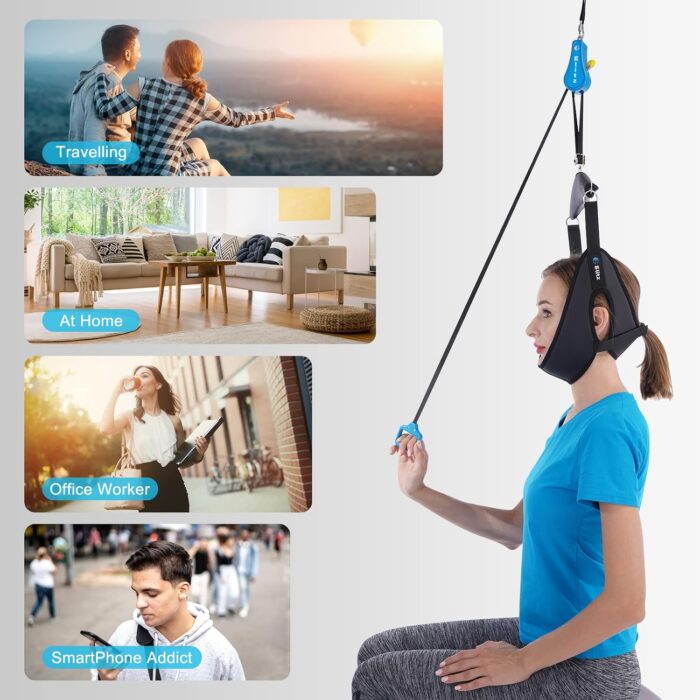 glitz Cervical Neck Traction Device for Home Use, Portable Neck Stretcher Hammock Over Door for Neck Pain Relief, Neck Sling for Spine Decompression - Image 5