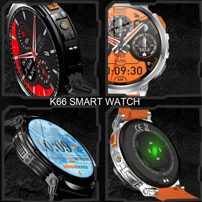 Military Smart Watch for Men with LED Flashlight 1.85” Rugged Smart Watch 730mAh Battery 114 Sports Modes Fitness Watch Heart Rate Sleep Tracker Tactical Smartwatch for iOS Android,Orange - Image 4