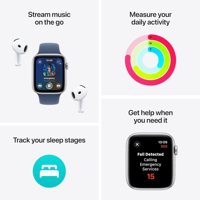 Apple Watch SE (2nd Gen) GPS + Cellular 44mm Smartwatch with Starlight Aluminium Case with Starlight Sport Band - M/L. Fitness and Sleep Trackers, Crash Detection, Heart Rate Monitor, Retina Display - Image 3