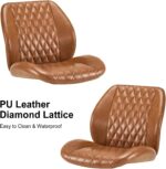 YFO Home Office Desk Chair Office Rubber Chair Casters Ergonomic Computer Chair with Lumbar Support Adjustable Height Rolling Swivel Chair Executive Task Armrests Chair， Brown Leather - Image 7