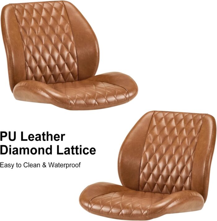 YFO Home Office Desk Chair Office Rubber Chair Casters Ergonomic Computer Chair with Lumbar Support Adjustable Height Rolling Swivel Chair Executive Task Armrests Chair， Brown Leather - Image 7