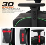 DROGO Wrath Pro Ergonomic Gaming Chair, Video Game Chair with 3D Armrest, Footrest & Adjustable Computer Chair/Home & Office Chair with PU Leather, Head & Lumbar Pillow with Recline (Black/Green) - Image 6