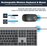 cimetech Rechargeable Wireless Keyboard and Mouse, 2.4G USB Full Size Keyboard Mouse Combo for Mac, Windows, Laptop, Computer - Grey - Image 2