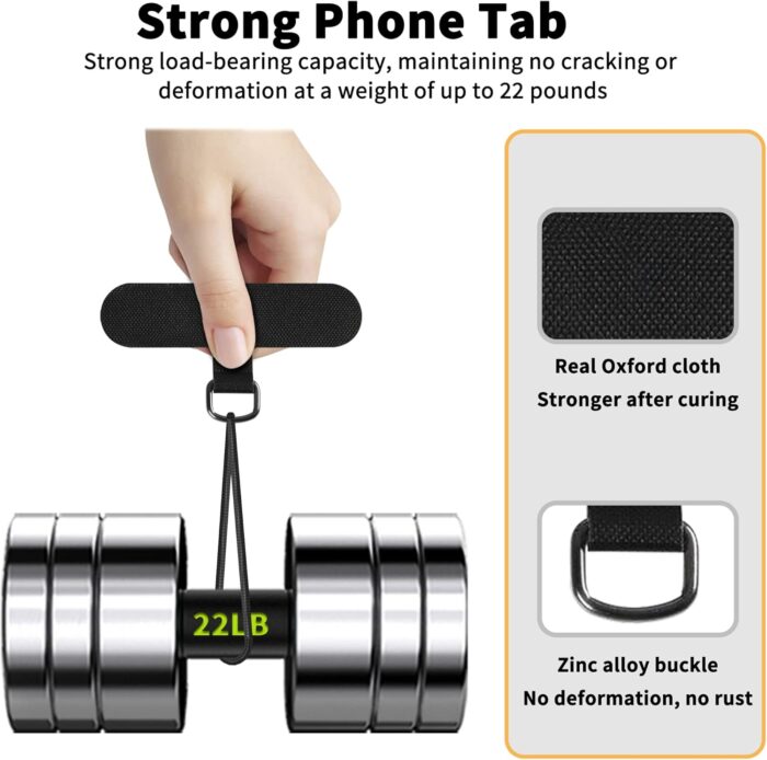 TACOMEGE Phone Tether Tab for iPhone, Cell Phone Lanyard Patch, Phone Strap Replacement Part for All Full Phone Cases (Black) - Image 2
