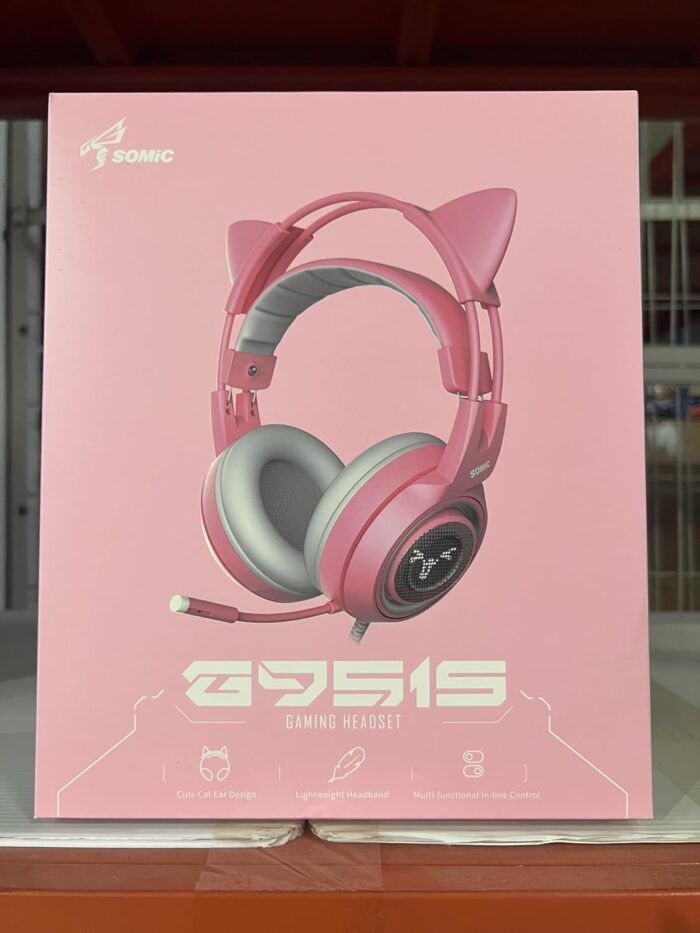 SOMIC G951s Pink Stereo Gaming Headset with Mic for PS4,Xbox,PC,Mobile Phone,3.5mm Noise Reduction Cat Ear Headphones Lightweight Over Ear Headphones for Girls - Image 9