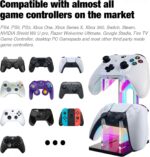 NiHome Iridescent Acrylic 2-Tier Universal Game Controller Headset Holder Stand for PS5 Xbox ONE Switch Colorful Controller Stand Gaming Accessories Anti-Slip Stable Acrylic Clear Headphone Holder - Image 3