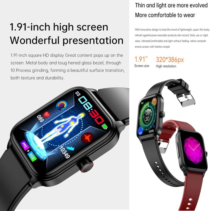 wgzixezn Smart Watch for Men Women, Answer/Make Call, ECG HRV Blood Glucose Fitness Tracker with Heart Rate Blood Pressure Monitor, IP67 Waterproof, Blood Sugar Activity Trackers for Android Ios,Blue - Image 2