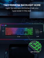 Trueque Wireless Keyboard and Mouse Combo - RGB Backlit, Rechargeable & Light Up Letters, Full-Size, Ergonomic Tilt Angle, Sleep Mode, 2.4GHz Quiet Keyboard Mouse for Mac, Windows, Laptop, PC, - Image 7
