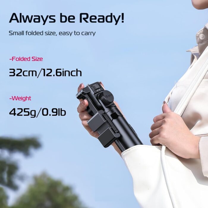ULANZI MT-70 Extendable Tripod, 63" Selfie Stick Vlog Tripod Stand with 2 Phone Clips, 360 Rotate Dual Camera Holder for iPhone, Sony, Canon, GoPro, Lightweight for Travel, Black - Image 8
