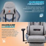 BAYBEE Drogo Multi-Purpose Ergonomic Gaming Chair with 7 Way adjustable Seat with 3D Armrest, Fabric, Head & USB Massager Lumbar Pillow, Office Desk Chair with Full Recliner Back & Footrest(Grey) - Image 4