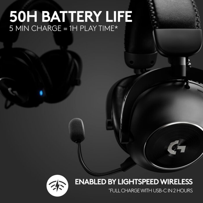 Logitech G PRO X 2 LIGHTSPEED Wireless Gaming Headset, Detachable Boom Mic, 50mm Graphene Drivers, DTS: X Headphone 2.0—7.1 Surround, Bluetooth/USB/3.5mm Aux, for PC, PS5, PS4, Nintendo Switch - Black - Image 3