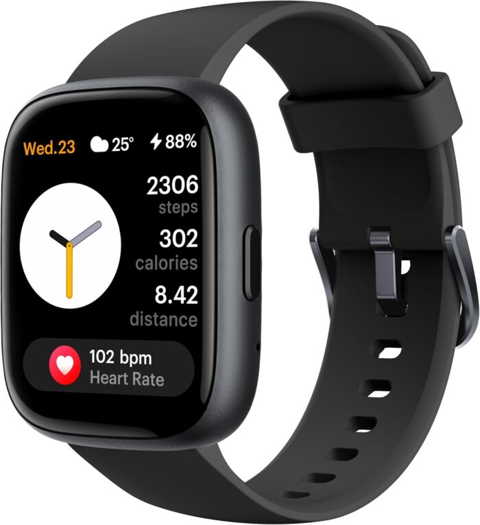 TOOBUR Smart Watch for Women Men, Alexa Built-in, Answer/Make Calls, 1.83″ Fitness Tracker Watch with Heart Rate Monitor, Sleep Tracker, Pedometer, IP68 Waterproof Smartwatch Compatible Android iOS