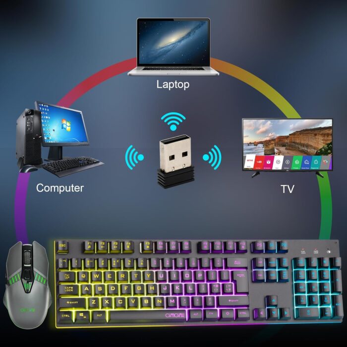 Gaming Wireless Keyboard and Mouse Combo Metal Surface Rechanrgeable Big Battery 2800mah Mechanical Feel LED Backlit Compatible with Xbox one PS5 Laptop Computer Gamer(2.4G,G311,local) - Image 7