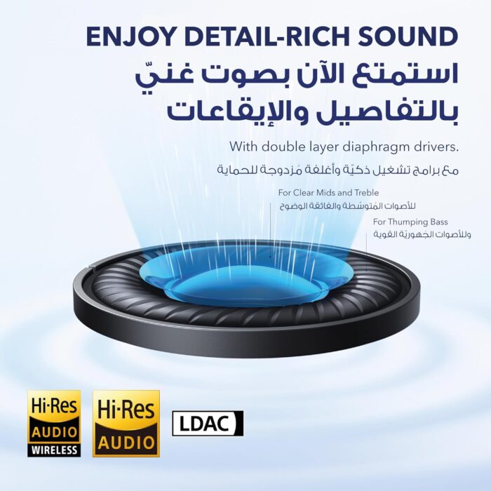 soundcore by Anker Space Q45 Adaptive Active Noise Cancelling Headphones, Reduce Noise by Up to 98%, 50H Playtime, App Control, LDAC Hi-Res Wireless Audio, Comfortable Fit, Clear Calls, Bluetooth 5.3 - Image 4