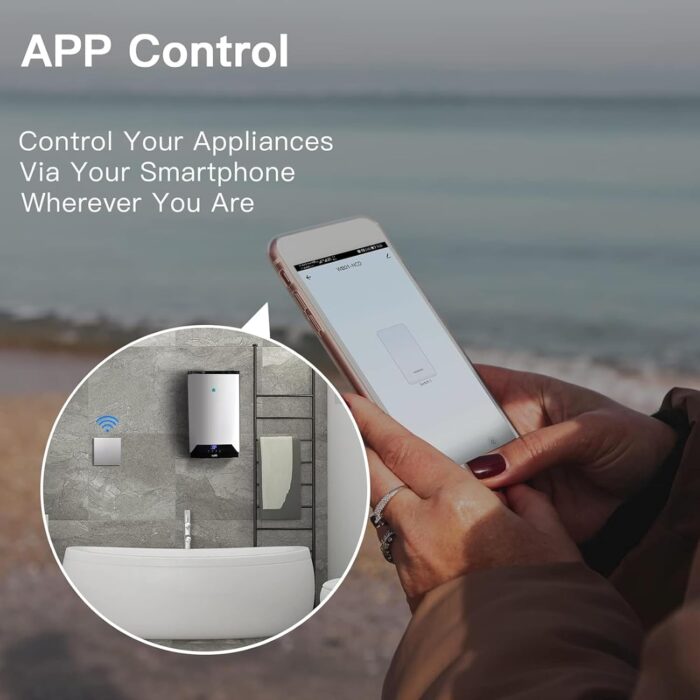 BSEED Smart WIFI Water Heater Switch, Neutral Wire Required, 1 Gang 1 Way, Compatible with Alexa & Google Home, APP Remote Control, Voice Control and Timing, No Hub Required (Grey, 40A) - Image 4