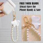 NAALCAL 2PCS Phone Charm, Beaded Phone Lanyard Cell Phone Strap Phone Wrist Strap Lanyard Handmade Phone Charms Bracelet Chain Pearl Mobile Phone Lanyard for Girls Women, White - Image 4