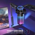 FIFINE Gaming PC USB Microphone, Podcast Condenser Mic with Boom Arm, Pop Filter, Mute Button for Streaming, Twitch, Online Chat, RGB Computer Mic for PC Gamer Youtuber-AmpliGame A6T - Image 6