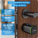 Lumive Smart Door Lock I Fingerprint Door Lock I Bluetooth App Unlock I 2 Keys 5 RFID Cards I Fixed Cylinder I Black [Battery Included] (Fingerprint + Keypad, Black, adjustable 60-90mm) - Image 4