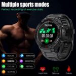 EIGIIS Military Smart Watch Men Outdoor Waterproof Tactical Smart Watch Bluetooth Talk Speaker 1.3 Inch HD Touch Screen Fitness Tracker Compatible with iPhone Samsung (Black) - Image 4