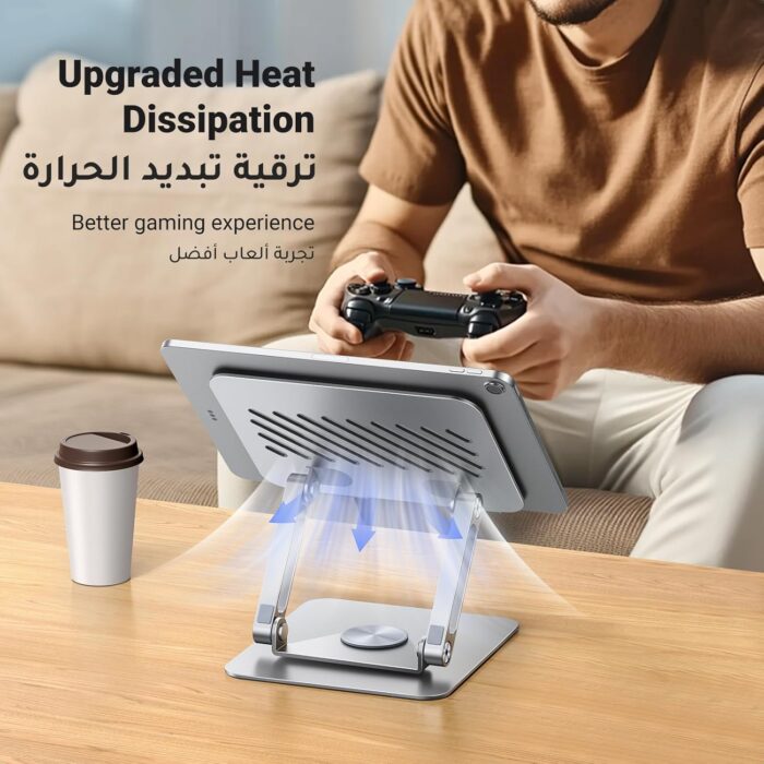 UGREEN iPad Stand 360° Rotation Stable Dual Rod Adjustable Tablet Stand for Desk Tablet Holder Mobile Phone Holder Compatible with iPad Pro/Air Galaxy Tab/iPhone 16, S25 Ultra, All 4-13'' Devices - Image 6