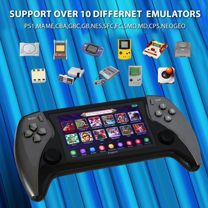 Handheld retro game console supports 11 emulators, retro gaming console handheld, 10000 games Portab Video Game Consoles, 4.3 inch IPS screen (Gray) - Image 2