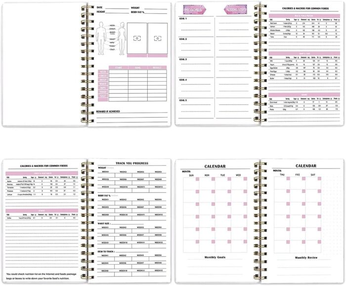 ceiba tree Food and Fitness Journal Meal Journal Diary Workout Wellness Log Notebook Planner Weight Loss Diet Meal Exercise Training Health Tracker 6.1" x 8.5" Hard Cover - Image 3