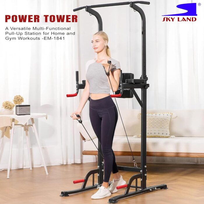SKY LAND Pro Power Tower & Adjustable Sit-Up Bench Bundle – Heavy-Duty Steel, Multi-Function Home Gym Station for Dips, Pull-Ups, Push-Ups, Adjustable Angles Workout Bench - Image 2