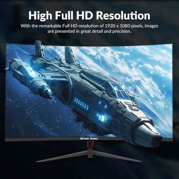 24 Inch Curved Gaming Monitor, 180Hz/144Hz FHD 1080P, 120% sRGB, 1ms, AMD FreeSync, Low Motion Blur, VESA Wall Mount, HDMI 1.4 & DP 1.2 – Black - Image 7