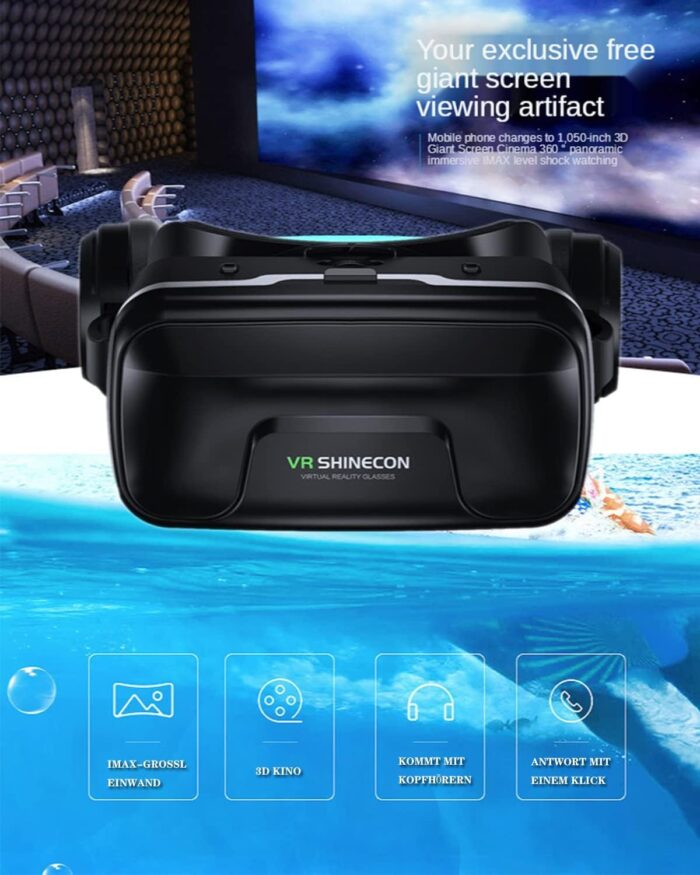 Azonee VR Glasses VR Headset Virtual Reality Glasses 3D with Bluetooth Remote Control Experience Games for Mobile Phone for Android/iOS 5.5-7.2 Inch Mobile Phones Children Adults Gift - Image 4