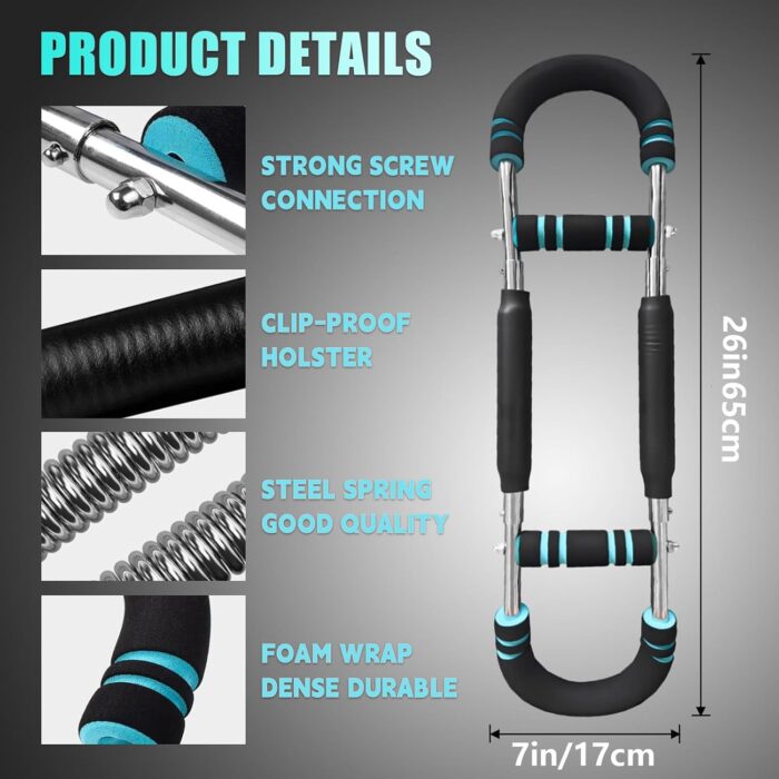 Twister Arm Trainer, 40-100lb Adjustable Chest & Arm Workout Equipment, Power Twister Bar with Detachable Design for Strength Training at Home, Gym & Travel - Image 3