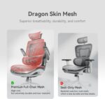 SIHOO M59AS-M301 Ergonomic Office Chair, Upgrade the large cushions,Breathable Mesh Desk Chair with Dual Back Design, Swivel Task Chair, Adjustable Height Gaming Chair(Grey) - Image 5