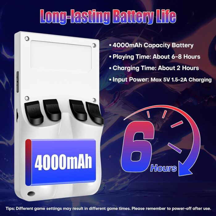 HYRAINBOW R36Max Handheld Game Console, Portable Mini Retro Handheld Game Console, 4.0 Inch IPS Video Gaming Console with 64GB TF Card Over 18000+ Pre-Installed Retro Games, 4000mAh Battery, White - Image 5