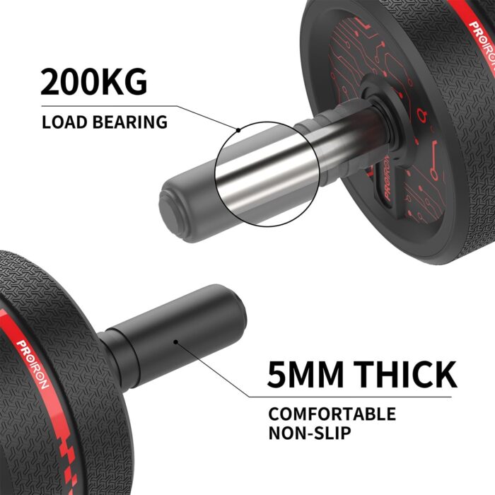 PROIRON Ab Roller Wheel, Ab Wheel Exercise Equipment for Core Workout with Anti-Slip Handles Abdominal Exercise for Home Gym Fitness Equipment with Knee Pad - Image 3