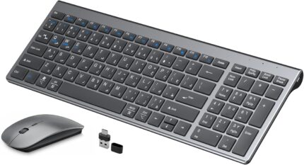 Necomi Rechargeable Keyboard and Mouse Wireless,USB A & Type C Receiver 2.4G Mouse and keyboard,Type C charging(English+Arabic)