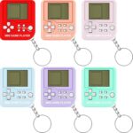 KASTWAVE Brick Game Console Keychain, 6 Pieces Video Game Party Favors Mini Brick Game Toy Keychain Game Console Birthday Festival Favor (Purple, Orange, Blue, Red, Green, Pink, Classic Style)