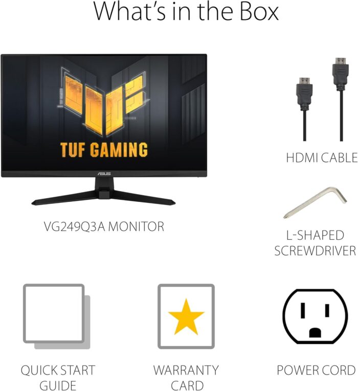 ASUS TUF Gaming 24” (23.8 inch viewable) 1080P Monitor (VG249Q3A) - Full HD, 180Hz, 1ms, Fast IPS, Extreme Low Motion Blur, FreeSync Premium, Speakers, DisplayPort, HDMI, Variable Overdrive, 99% Srgb - Image 8