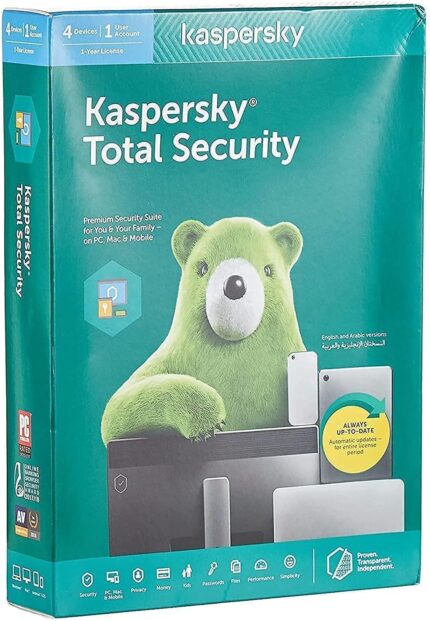 KASPERSKY TOTAL SECURITY 2020 – 4 USERS – AUTHENTIC MIDDLE EAST VERSION – 1 YEAR