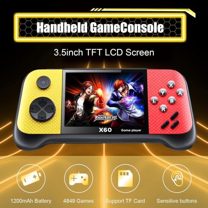 KASTWAVE Handheld Game Console, Retro Game Console Built-in 4849 Classic Games, 3.5-inch TFT LCD Screen, 10 Emulators, MP3/MP4/Ebook - TV OUT - Portable Game Player with 2 Gamepads - Image 2