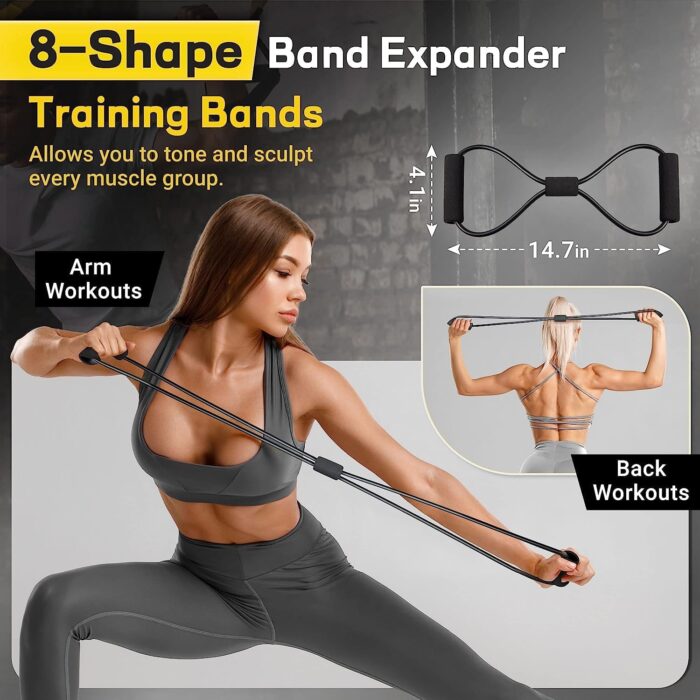 CLOUDFOUR Resistance Bands set of 12pcs, Workout Bands, Exercise Bands for Men and Women, Fitness Stretch Bands for Strength Training, Physical Therapy, Shape Body, Complete Home Workout Equipment - Image 5