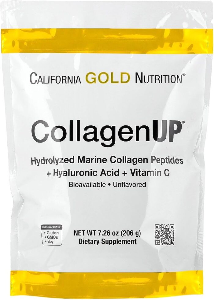 California Gold Nutrition, CollagenUP®, Hydrolyzed Marine Collagen Peptides with Hyaluronic Acid and Vitamin C, Unflavored, 7.26 oz (206 g)