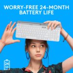Logitech K580 Slim Multi-Device Wireless Keyboard - Bluetooth/Receiver, Compact, Easy Switch, 24 Month Battery, Win/Mac, Desktop, Tablet,Smartphone, Laptop Compatible, English+Arabic Keyboard - White - Image 7