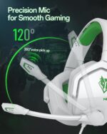 NUBWO N16 Gaming Headsets for Xbox, PS5, PS4, PC, NS, Mac - Over Ear Headphones with Microphone, Stereo Sound, Wired Headet with 3.5mm Audio Jack (White Green) - Image 4