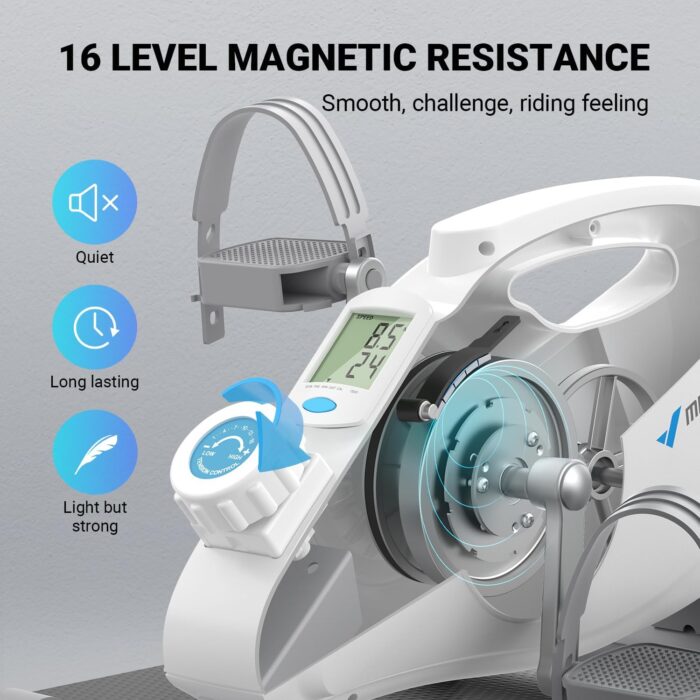 MERACH Under Desk Exercise Bike Stationary Bike, Quiet Magnetic Cycling Cardio Equipment with App for Arm, Leg Recovery, Spin Bike Cycle with 2 Resistance Band & Non-Slip Exercise&Fitness Equipment - Image 4