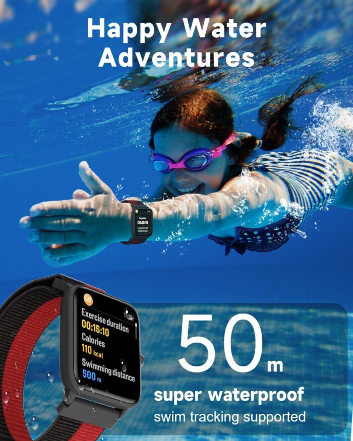 BIGGERFIVE Smart Watch for Kids, Fitness Tracker Watch Pedometer, Heart Rate, 5ATM Waterproof, Sleep Monitor, Alarm Clock, Calorie Step Counter, Puzzle Games, HD Touch Screen for Girls Boys Ages 3-14 - Image 4