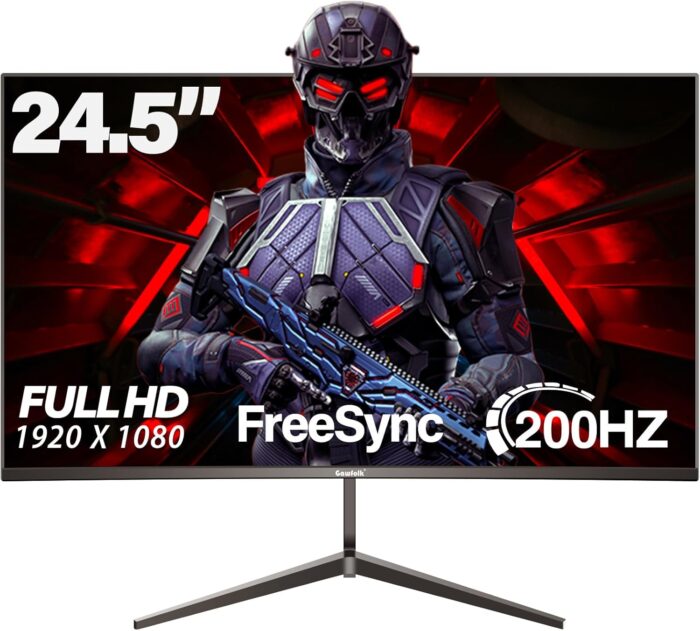 Gawfolk 24.5 Inch Monitor 200Hz Gaming Monitor IPS FHD Computer Display Screen 1080P(1920 * 1080) FreeSync 99% sRGB 1ms(GTG) Suitable for gaming, home office