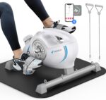 MERACH Under Desk Exercise Bike Stationary Bike, Quiet Magnetic Cycling Cardio Equipment with App for Arm, Leg Recovery, Spin Bike Cycle with 2 Resistance Band & Non-Slip Exercise&Fitness Equipment
