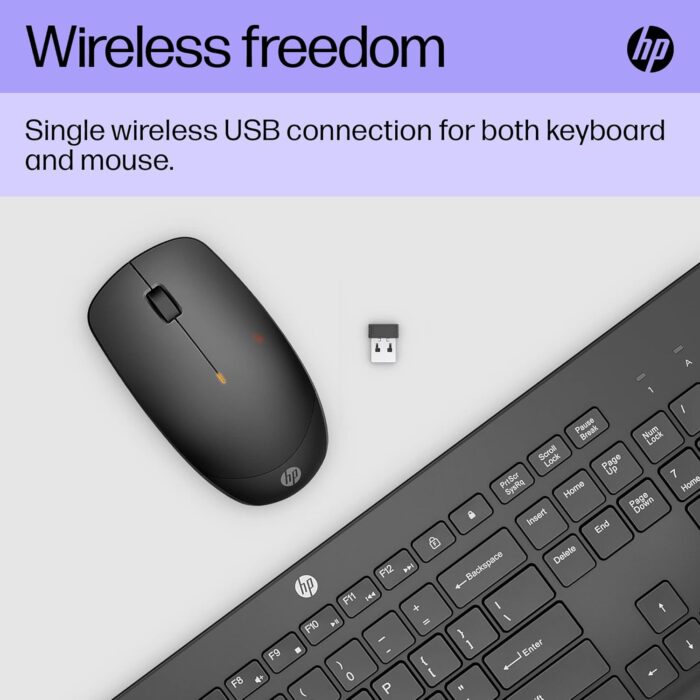 HP 230 Wireless Keyboard and Mouse Combo Set, 2.4 GHz Wireless USB-A Nano Receiver, Up to 1600 dpi, Up to 16 Months Battery Life - Black, 18H24AA#ABU, 18H24AA - Image 3