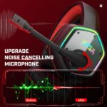 EKSA Gaming Headset PC Headset with 7.1 Surround Sound, Noise Canceling Over Ear USB Wired Headphones with Mic & RGB LED Light, Gaming Headphones Compatible with PS5, PS4, Mac, Laptop (E1000-Red) - Image 3